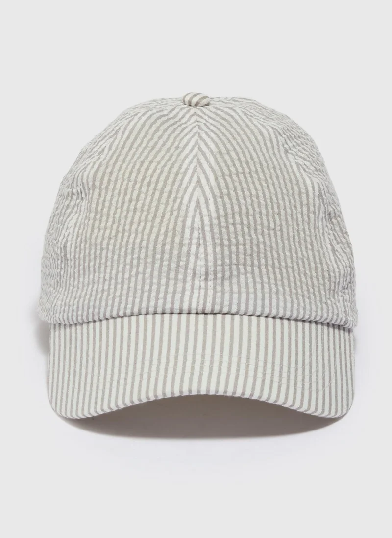 Matalan Grey Stripe Seersucker Cap